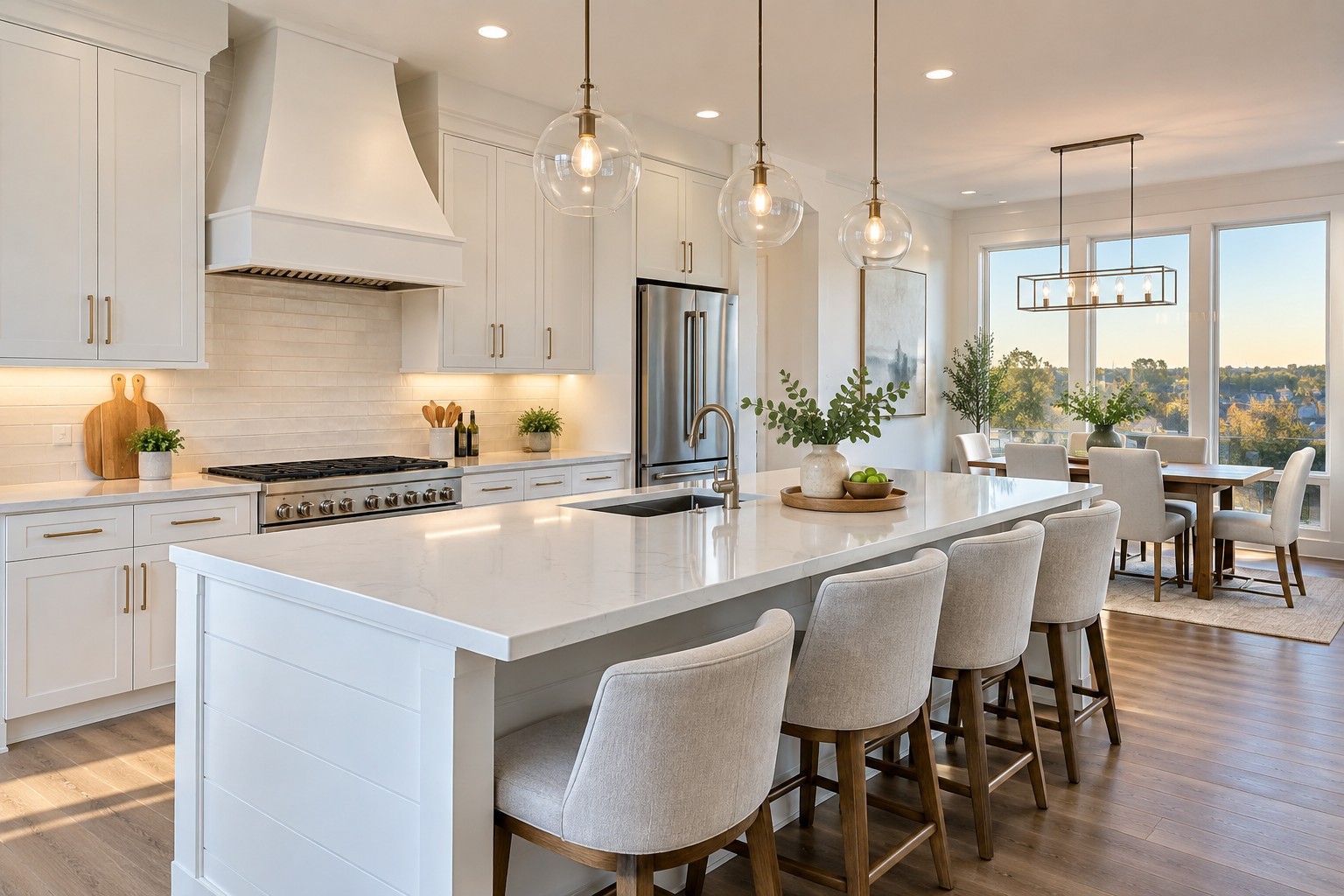 A bright North Texas kitchen, illustrative