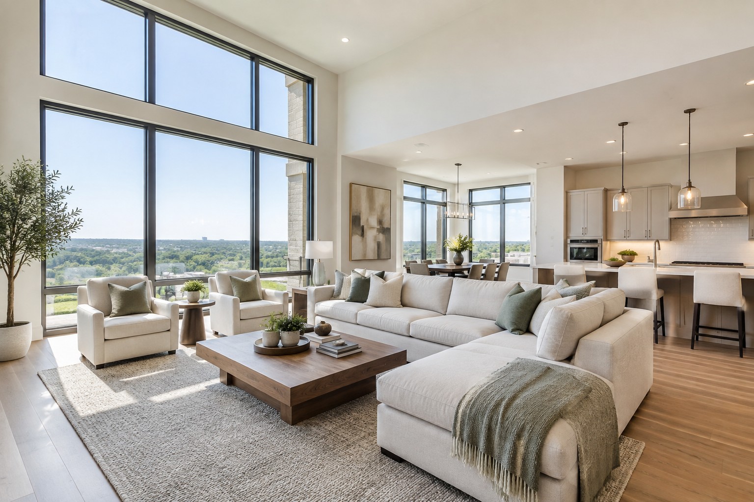 A sunlit North Texas living room, illustrative